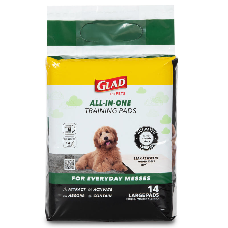 Glad for Pets Black Charcoal Puppy Pads, All-in-One | Puppy Potty Training Pads, 14 count