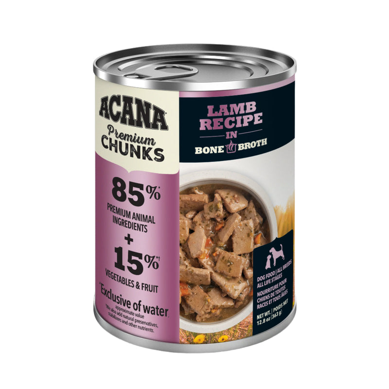 ACANA Premium Chunks Wet Dog Food Lamb Recipe in Bone Broth, 12.8oz