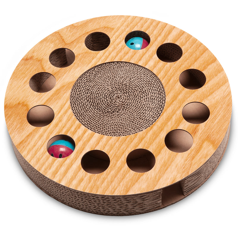 FurHaven Busy Box Corrugated Cat Scratcher with Catnip - Round