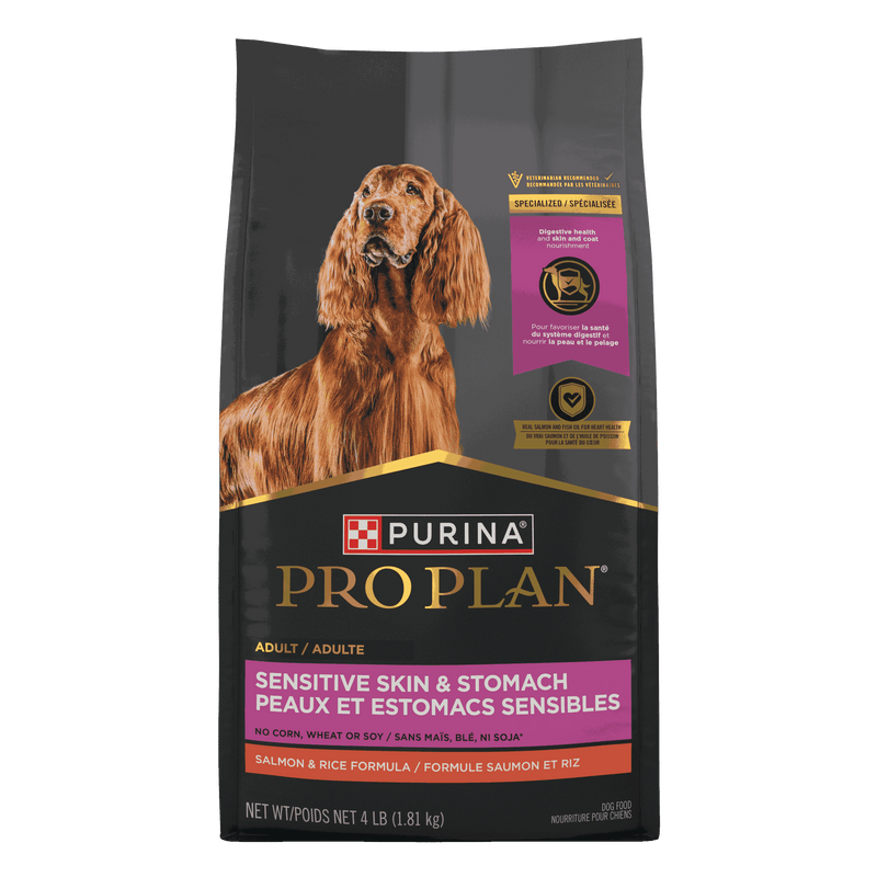 Purina Pro Plan Sensitive Skin and Stomach Dog Food Dry, Adult Salmon & Rice Formula, Digestive Health