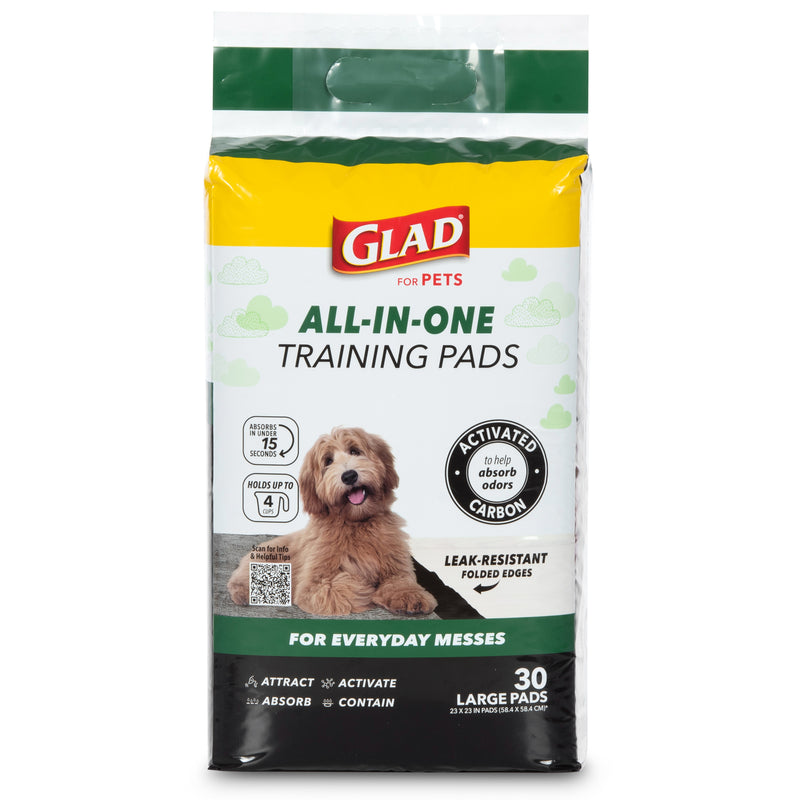 Glad for Pets Black Charcoal Puppy Pads, All-in-One | Puppy Potty Training Pads, 30 count
