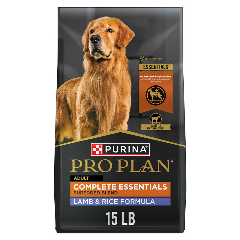 Purina Pro Plan Complete Essentials Shredded Blend Lamb and Rice High Protein Dog Food with Probiotics for Dogs