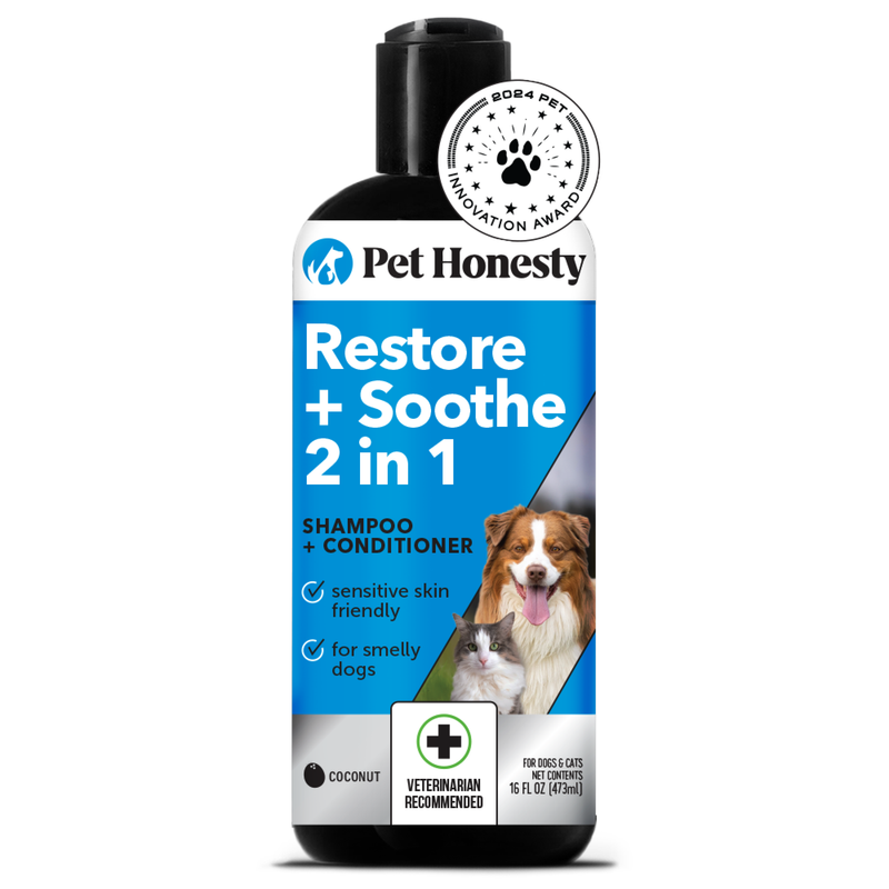 Pet Honesty Restore + Soothe 2 in 1 Shampoo + Conditioner for Sensitive Skin for Dogs & Cats