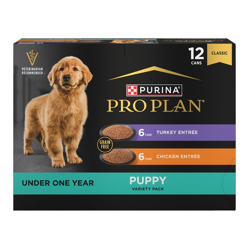 Purina Pro Plan Development Wet Puppy Food, Grain Free Chicken Entree and Grain Free Turkey Entree Variety Pack