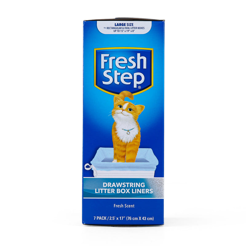 Fresh Step Drawstring Cat Litter Box Liners, Fresh Scent, Size Large, 30" x 17" - 7 Count