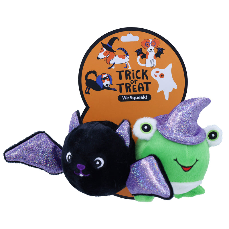 BAT/FROG WIZARD SQUEAKY BALL 2-PACK DOG TOY