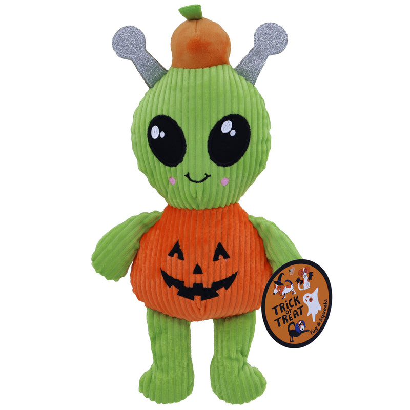 ALIEN IN PUMPKIN COSTUME DOG TOY