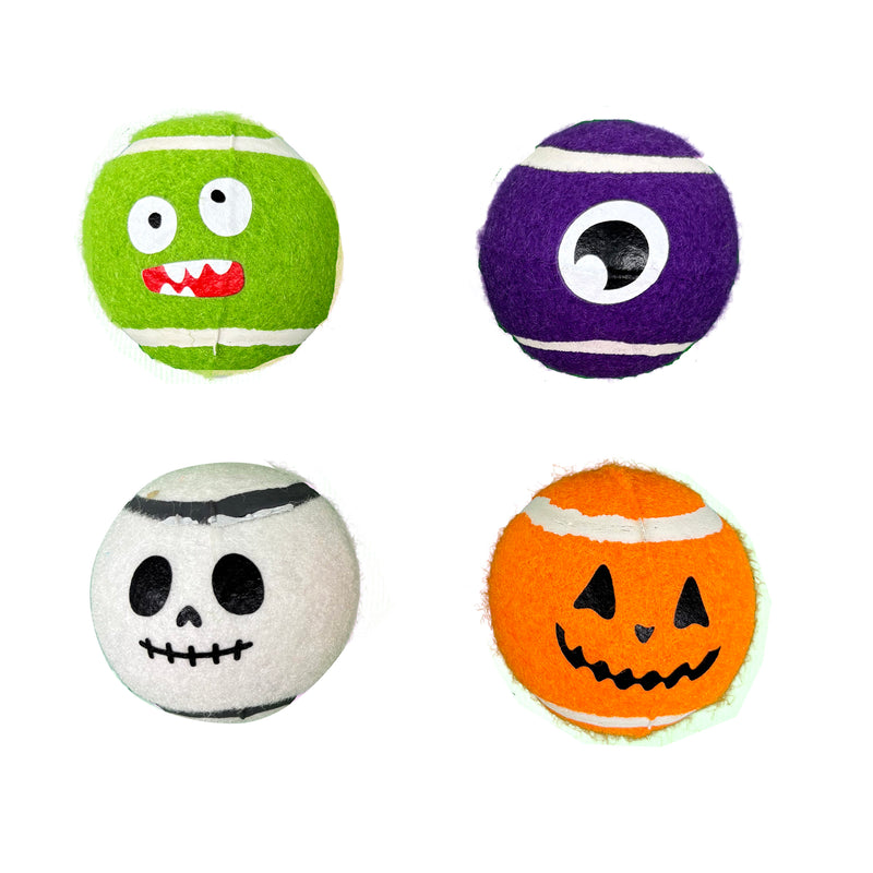 4 PACK HALLOWEEN TENNIS BALLS