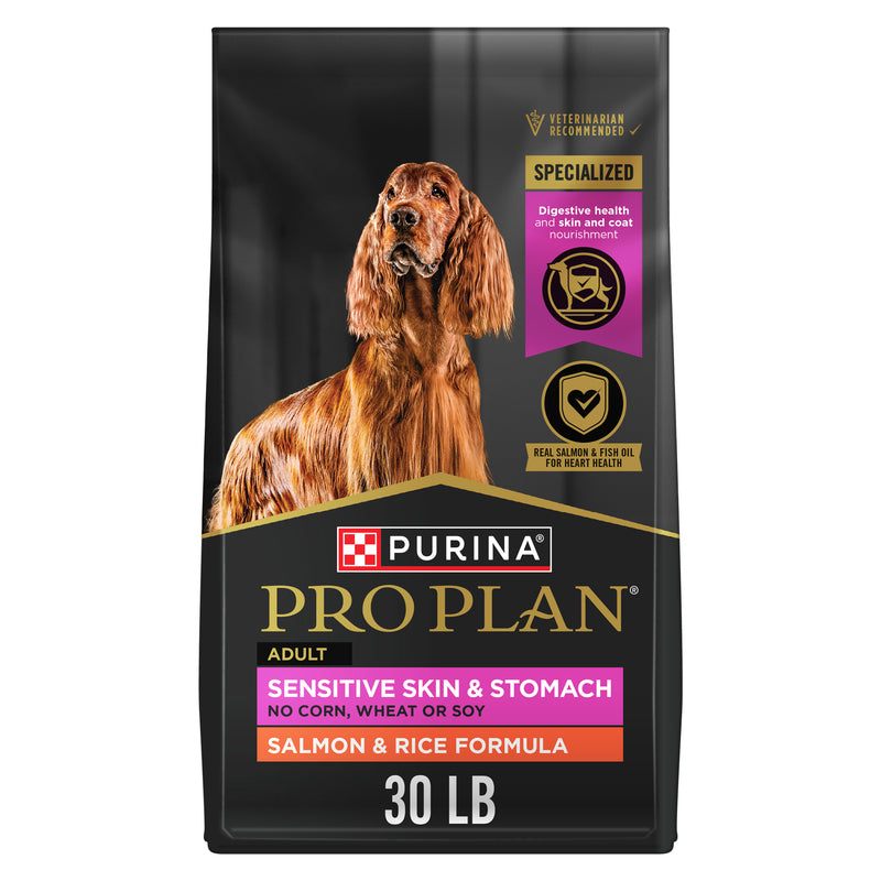 Purina Pro Plan Sensitive Skin and Stomach Dog Food Dry, Adult Salmon & Rice Formula, Digestive Health