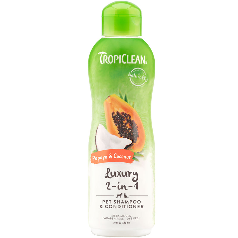 TropiClean Papaya & Coconut Luxury 2-in-1 Shampoo and Conditioner for Pets, 20oz