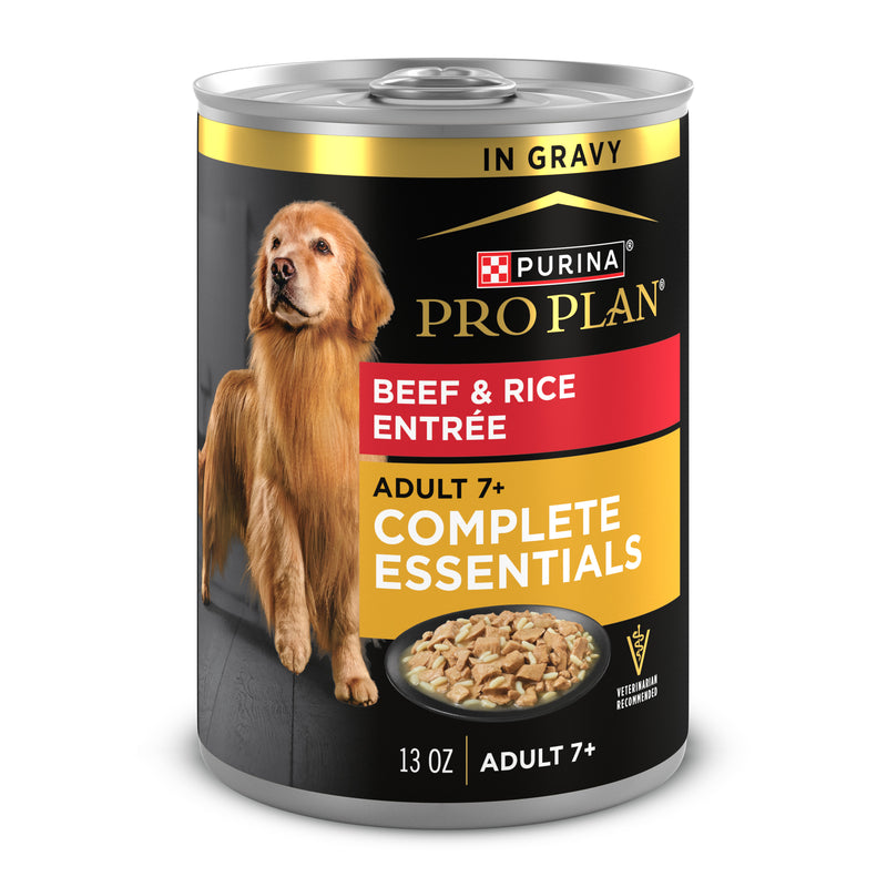 Purina Pro Plan Adult 7 Plus Beef and Rice Entree in Gravy Senior Wet Dog Food